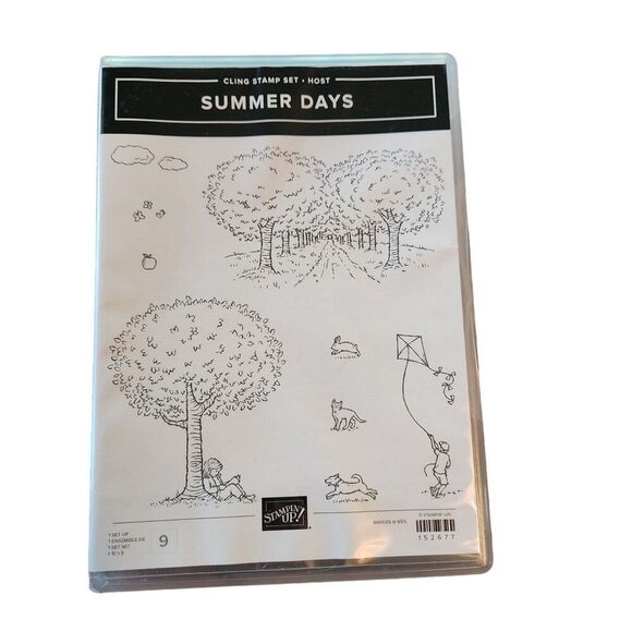 Stampin' Up! SUMMER DAYS Stamp Set of 9 152677 Dog Kite Child Cat Bunny Trees - Picture 1 of 5